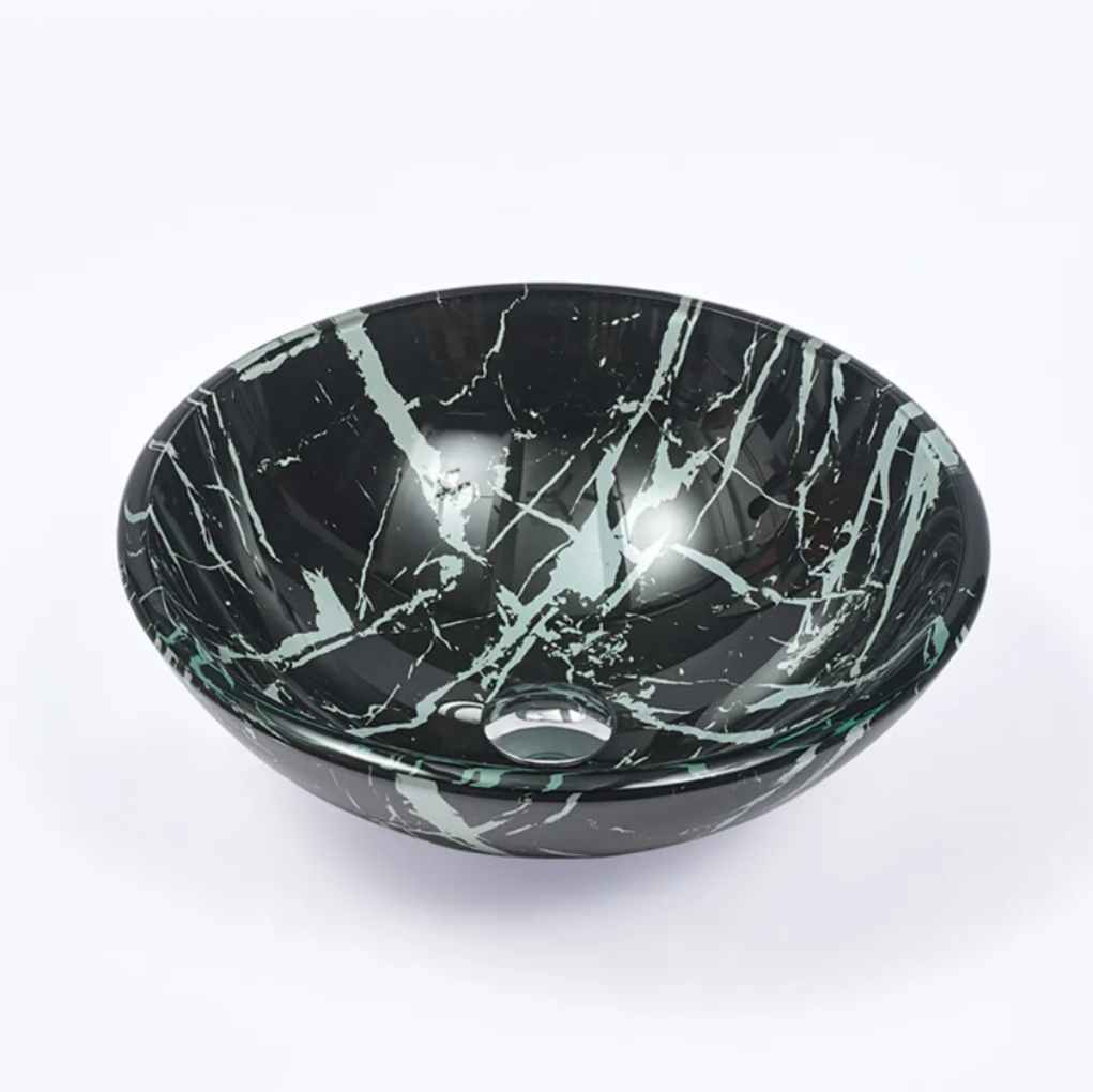 Infinity Tempered Glass Double Layer Round Above Counter Art Basin 420*420*145mm