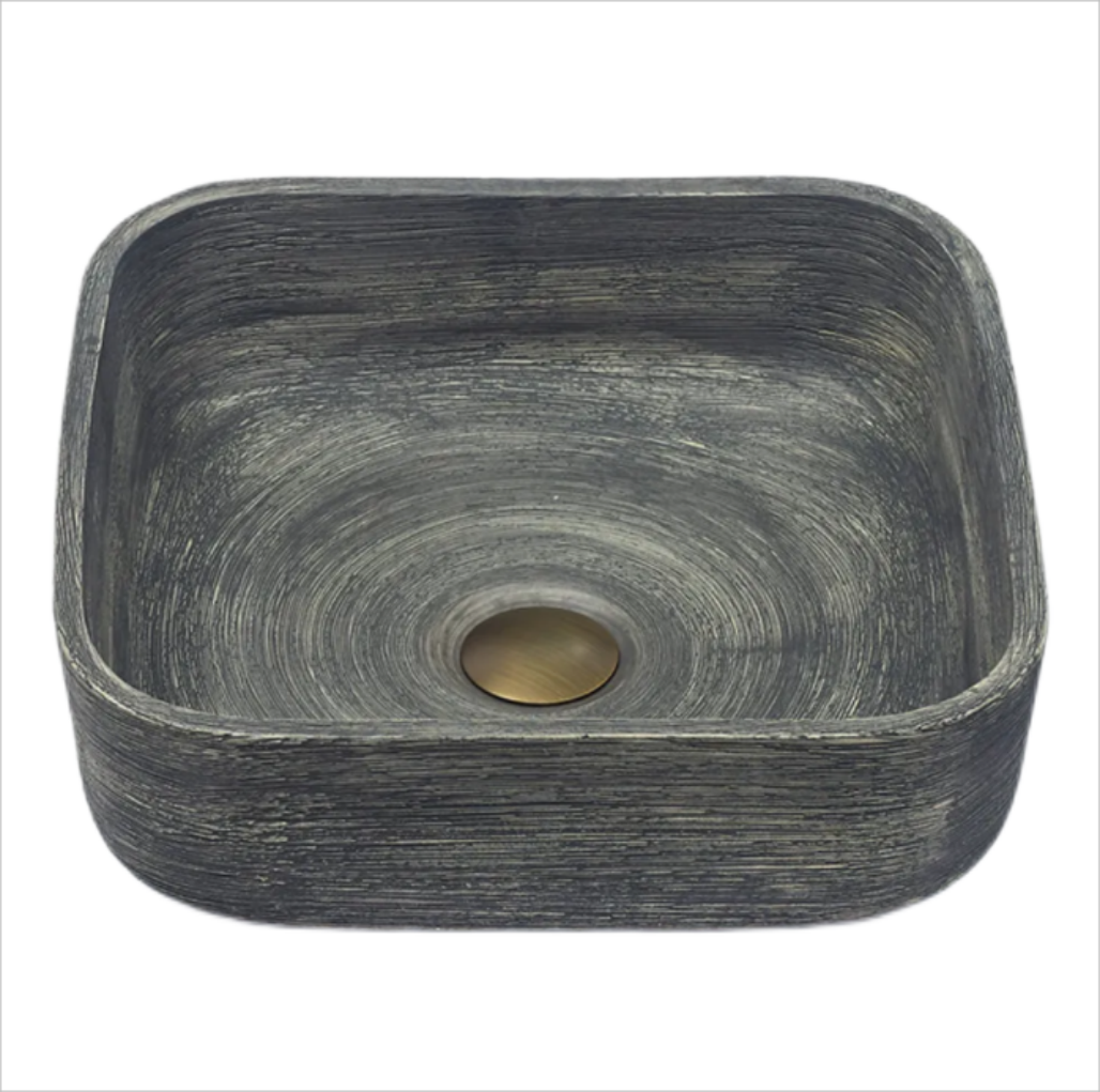 Infinity Grey Porcelain Square Above Counter Art Basin 390*390*140mm