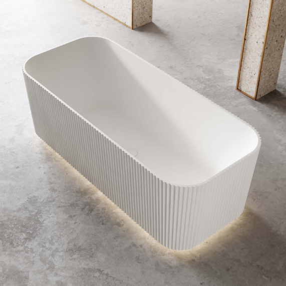 RIVA MILANO V-GROOVE Freestanding Bathtub – Gloss White | Matte White & Black | Available in 1500mm & 1700mm