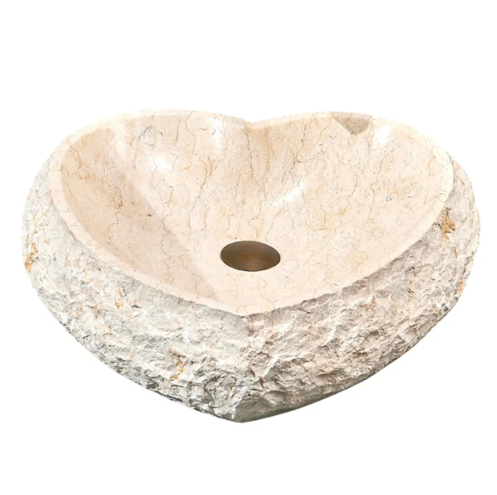 Infinity Marble Nature Stone Heart Shape Specical Shape Above Counter Art Basin 440*460*140mm
