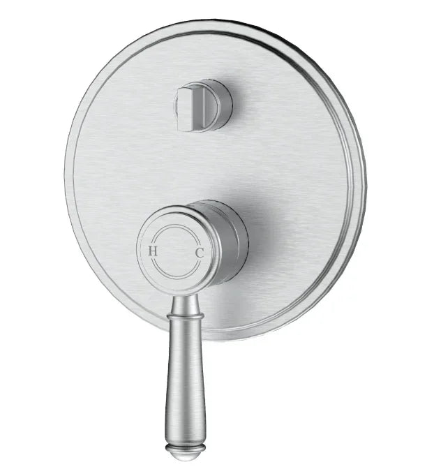 Modern brushed stainless steel bathroom wall mixer tap with hot and cold handle, Secasa Home