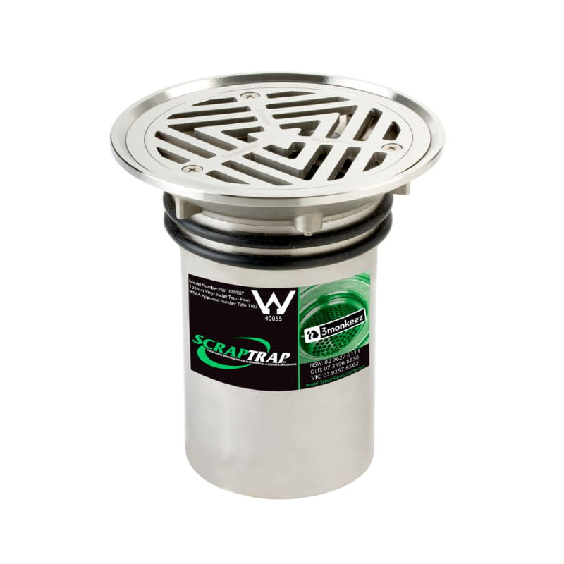 3monkeez 100mm stainless steel vinyl floor waste bucket trap for bathroom or kitchen drains