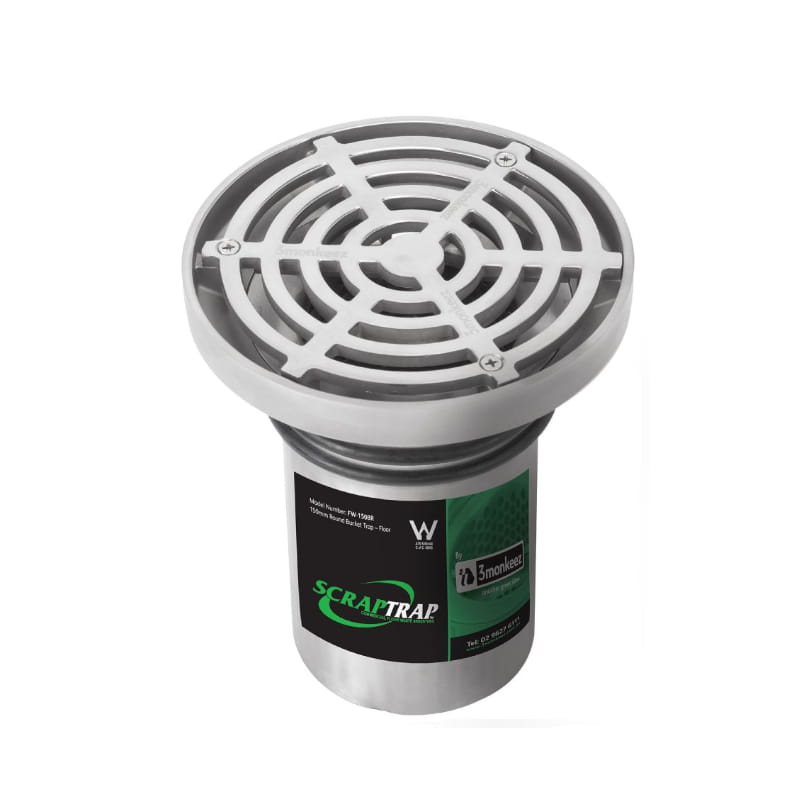 3monkeez 150mm round stainless steel floor waste drain arrestor, modern bathroom accessory