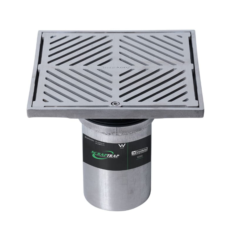 Stainless steel 200mm square floor waste drain with slotted cover for modern bathrooms