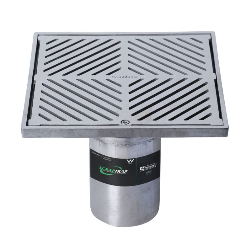 304 stainless steel square floor waste arrestor with slotted grate, suitable for bathroom or kitchen renovation