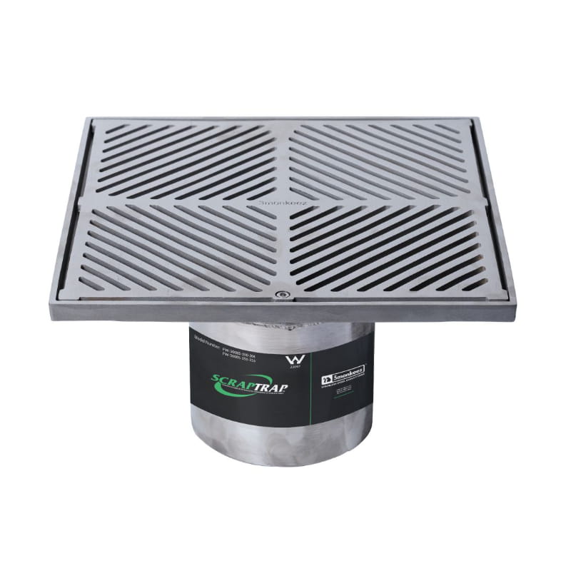 Stainless steel square floor waste arrestor with slotted grate, 3monkeez, for bathroom or kitchen drainage