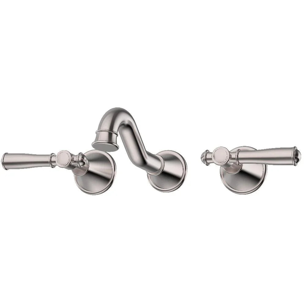 Modern wall-mounted brushed nickel bathroom tapware set with dual handles from Secasa Home