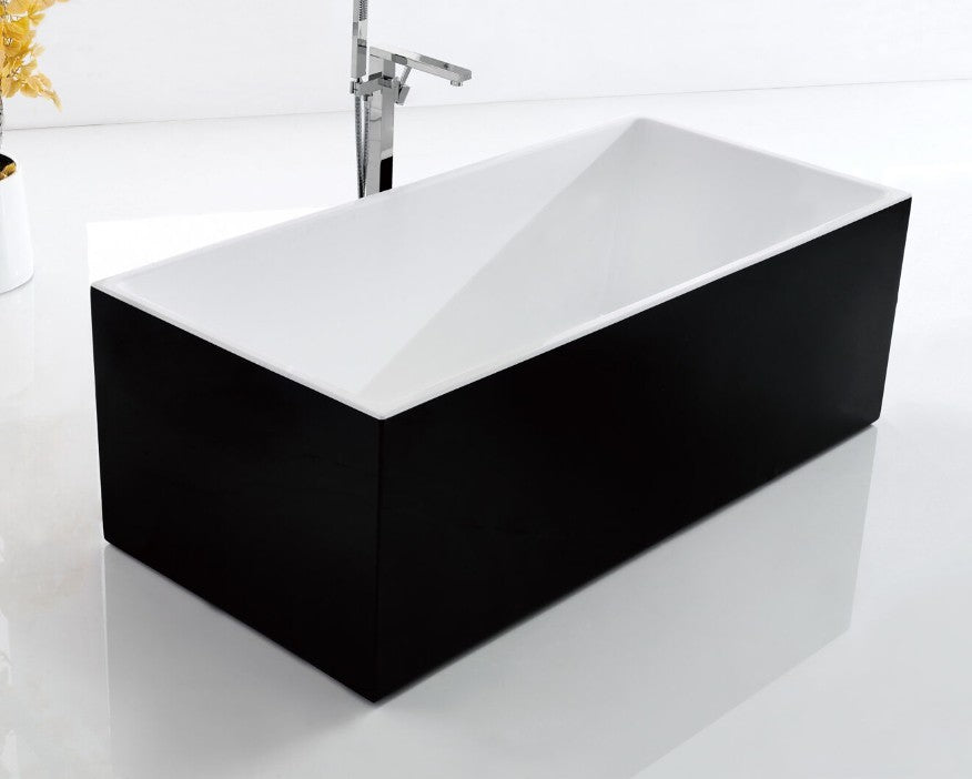 RIVA AMBER Freestanding Bathtub – Gloss Black & White | Acrylic | Available in 1500mm & 1700mm Sizes