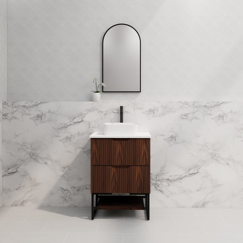 RIVA Bali Freestanding Vanity – Brown Oak Fluted | 600–1500mm
