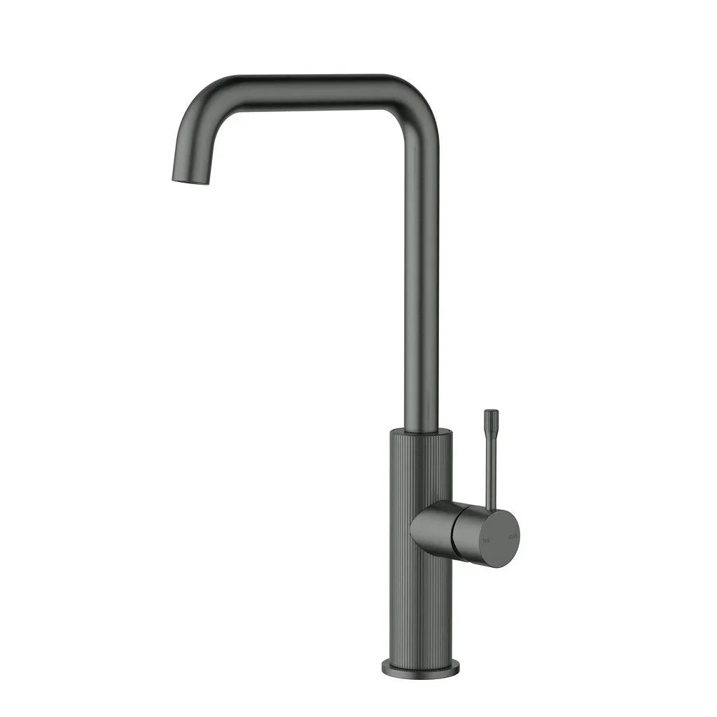 Modern matte black kitchen mixer tap with sleek curved spout from Secasa Home