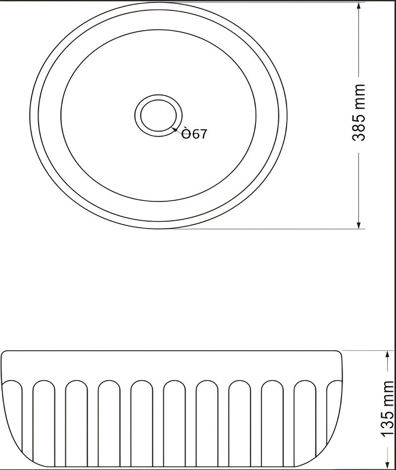 Infinity Round Gloss White Ceramic Above Counter Basin 385*385*135mm