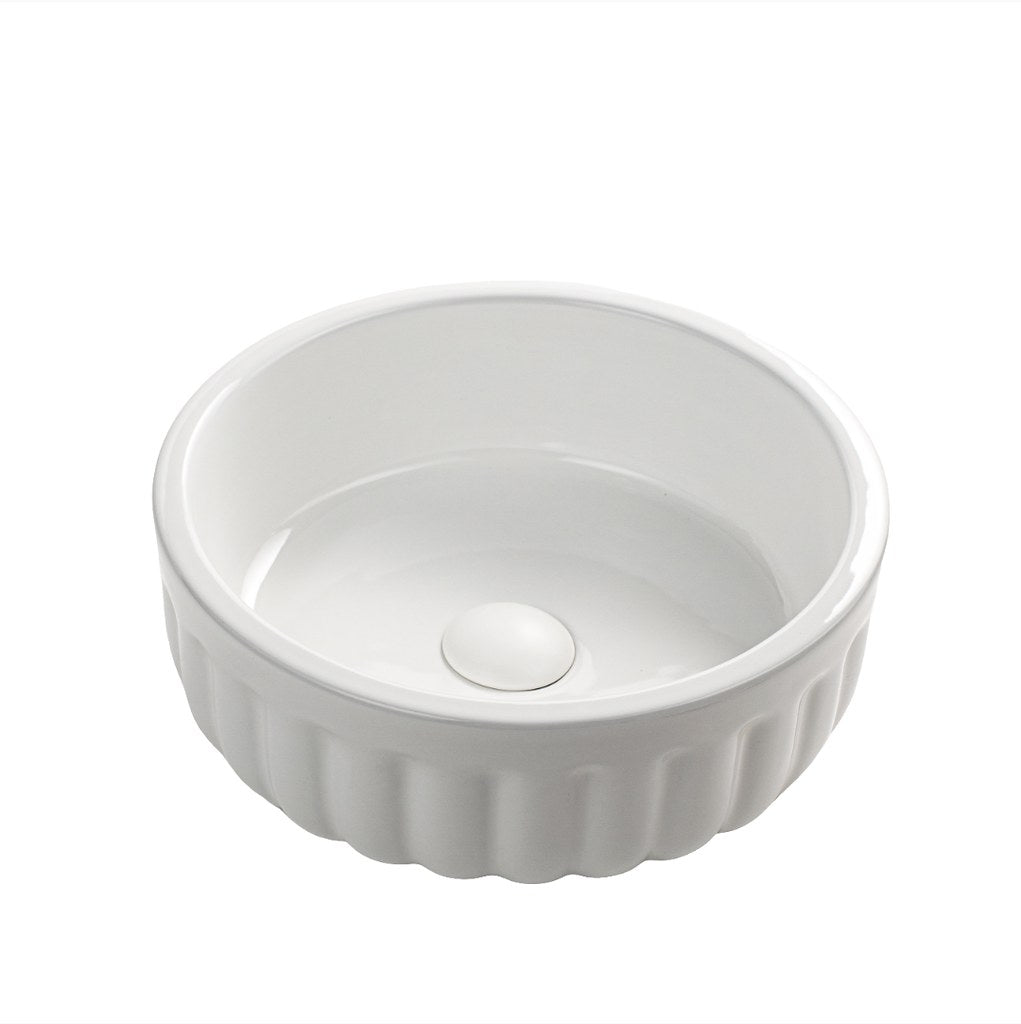 Infinity Round Gloss White Ceramic Above Counter Basin 385*385*135mm