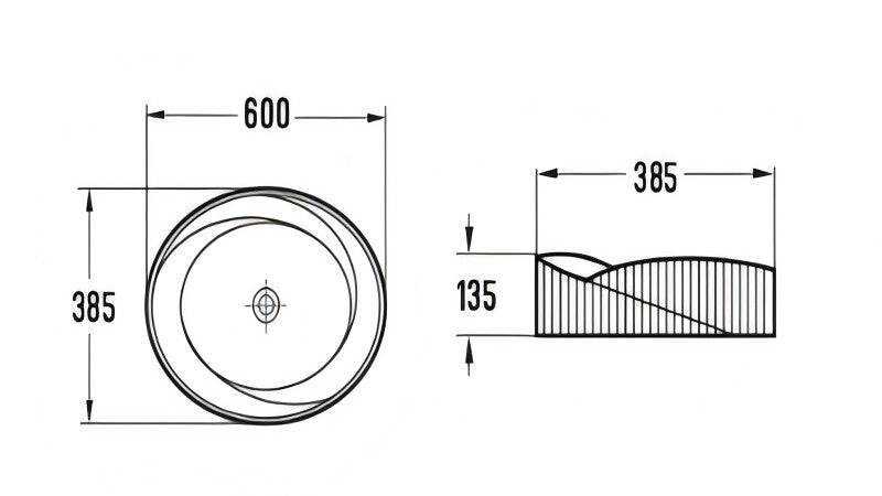 Infinity 600*385*135mm Infinity Gloss White/Grey/Matt White/Matt Black Ceramic Above Counter Basin