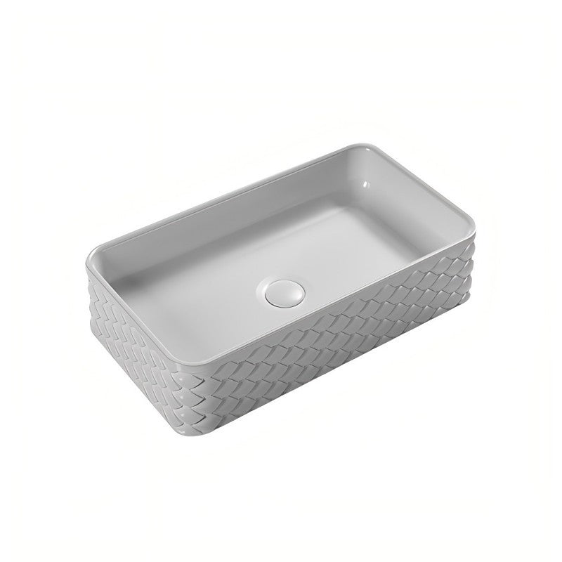 Infinity Rectangle Gloss White/Matt White/Matt Black Ceramic Above Counter Basin 610*340*120mm