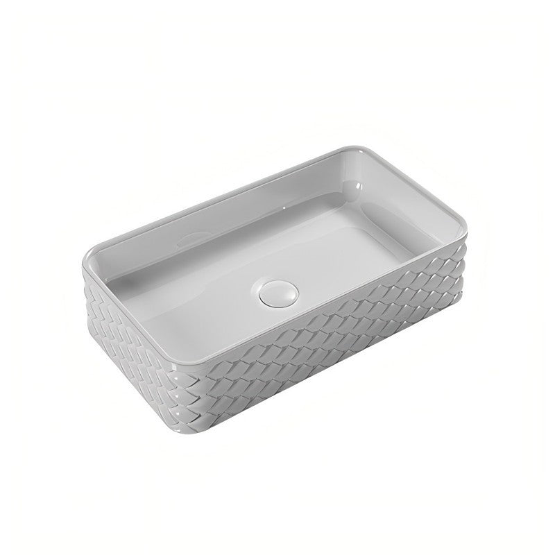 Infinity Rectangle Gloss White/Matt White/Matt Black Ceramic Above Counter Basin 610*340*120mm