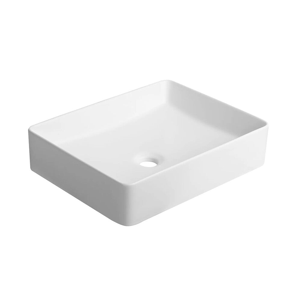 Infinity Rectangle Matte White/Matte Black Ceramic Above Counter Basin 480*370*110mm