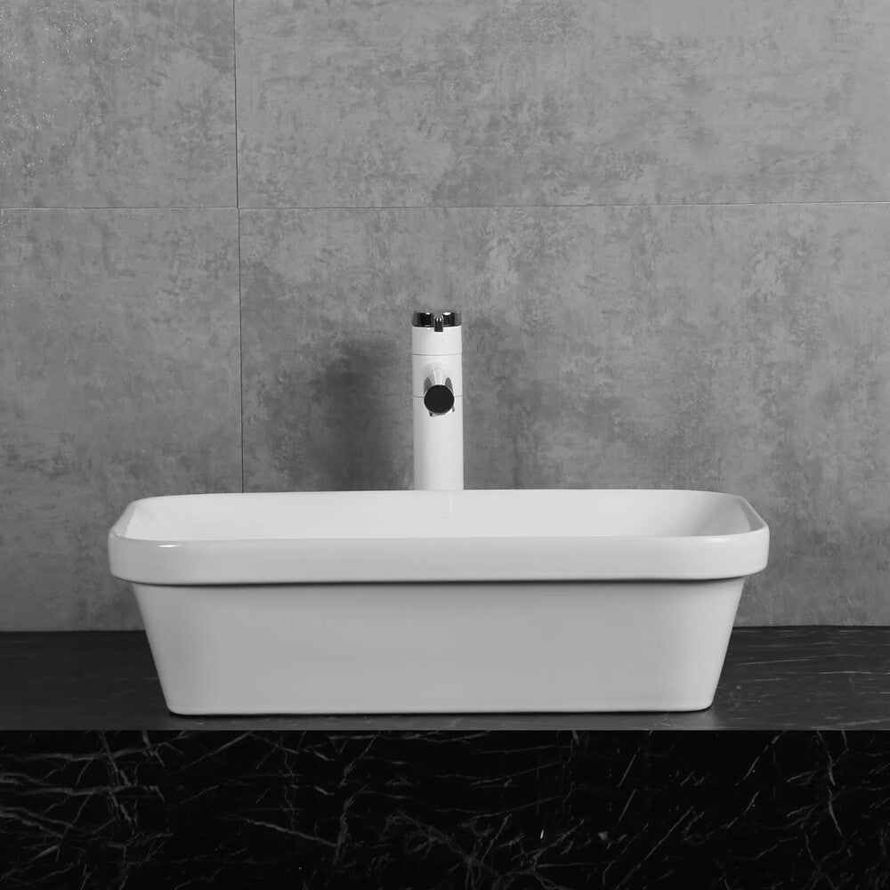 Infinity Rectangle Gloss White Ceramic Insert | Drop in Basin 528*368*140mm