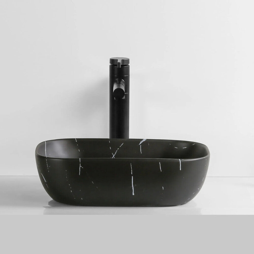 Infinity Rectangle Matte Black Carrara Ceramic Marble Art Basin 460*330*135mm