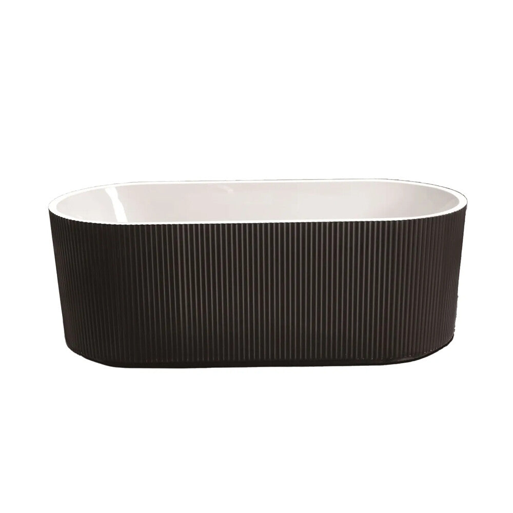 SUNNY 4269 Freestanding Oval Acrylic Bathtub – Matt Black Exterior & Gloss White Interior| Available in 1500mm & 1700mm