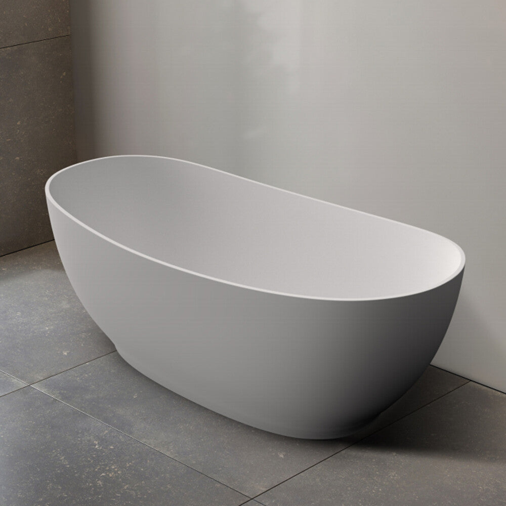 RIVA LAYLA Freestanding Matte White Super Slim Edge Oval Bathtub| Available in 1500mm & 1700mm