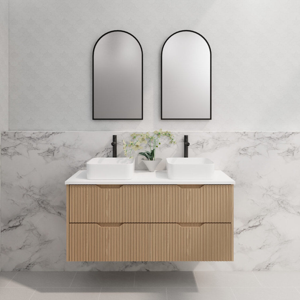 RIVA Bali Wall Hung Vanity – American Oak Fluted | 600–1500mm
