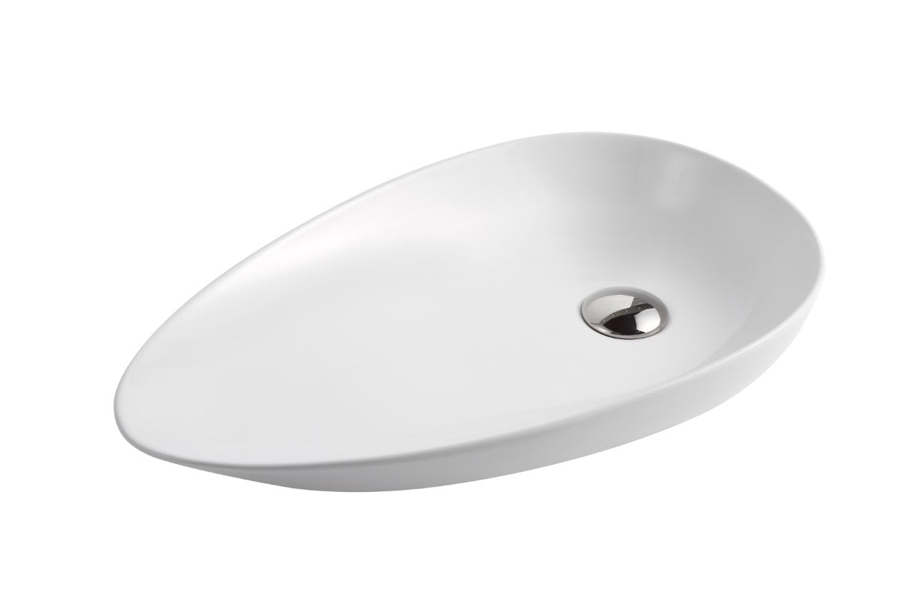 Modern white ceramic bathroom vanity basin with chrome drain, Secasa Home style