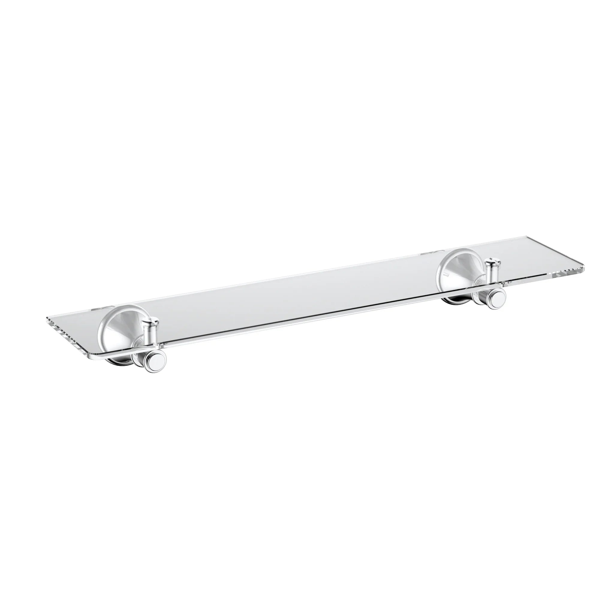 Modern chrome wall-mounted glass bathroom shelf with minimalist design from Secasa Home