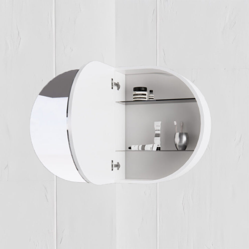 RIVA London Oval 870×600mm Shaving Cabinet l Matt Black/Matt White