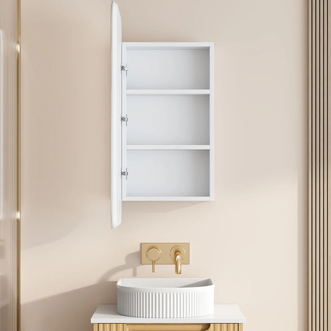 Mercio Athena Matt White Square LED Shaving Cabinet 450 x 900mm