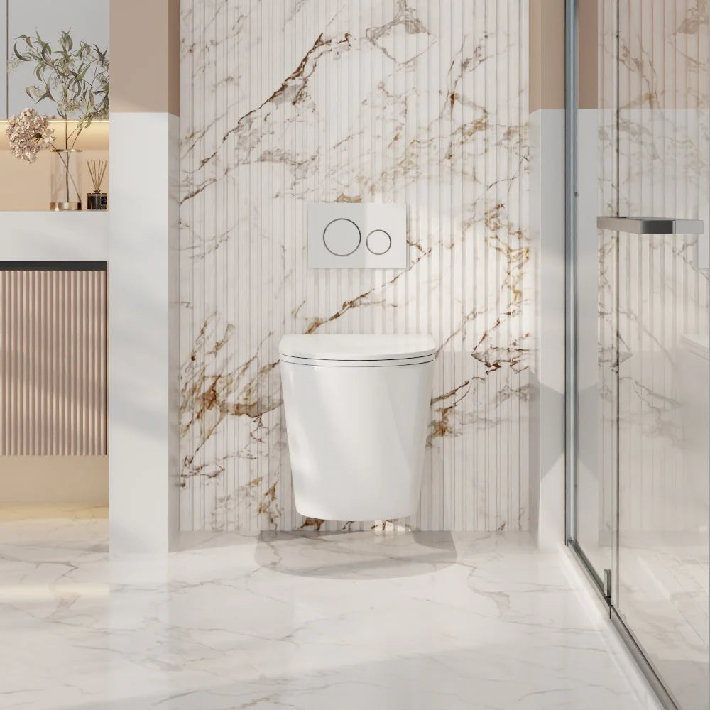 Mercio Zara Gloss White Rimless Flush Soft Close Seat Wall Hung Pan