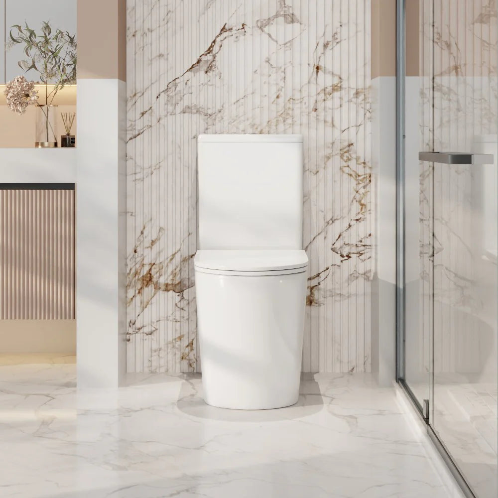 Mercio London Rimless Flush Back to Wall Gloss White Toilet Suite