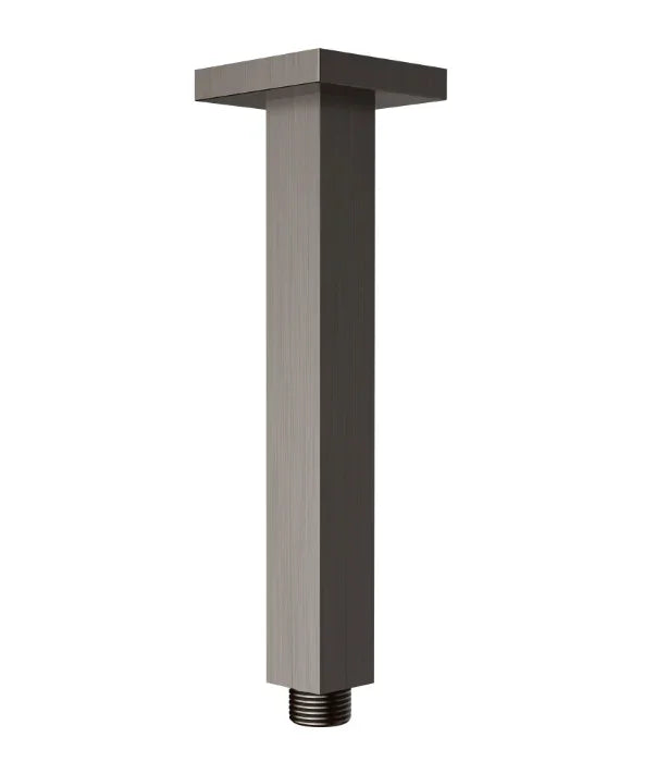 Brushed nickel square ceiling-mounted shower arm, modern bathroom fixture by Secasa Home