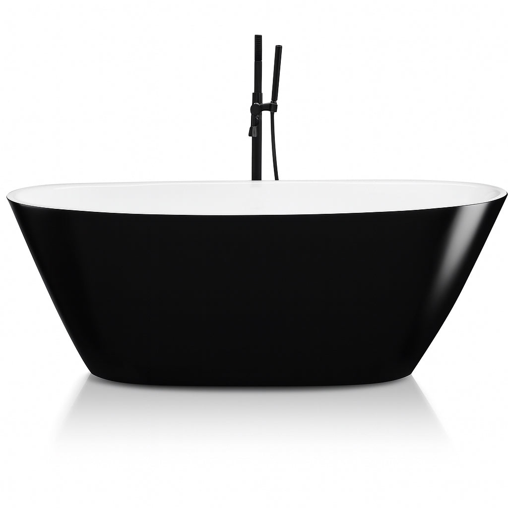 Broadway FS13 Freestanding Oval Gloss white Acrylic Bath – 1800mm | Gloss White or Black Exterior + White Interior