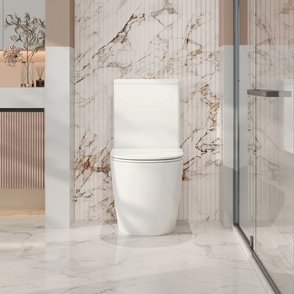 Mercio Cera Rimless Flush Back to Wall Gloss White Toilet Suite