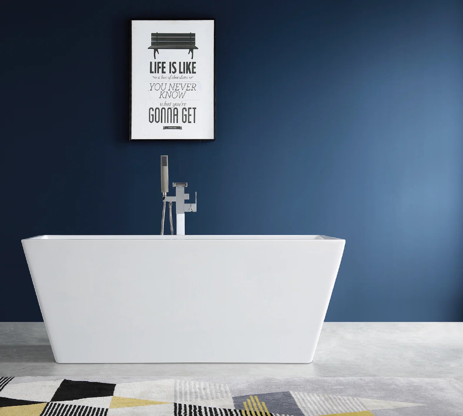 BROADWAY CUBICA FREE STANDING RECTANGLE BATH GLOSS WHITE 980MM, 1050MM, 1200MM, 1400MM, 1500MM , 1700MM