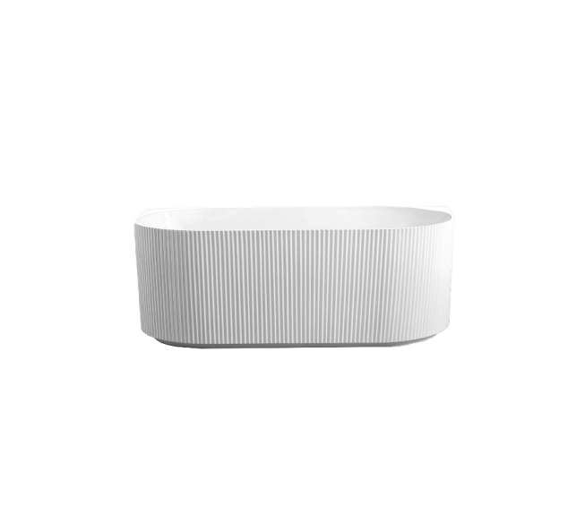 SUNNY 715 Fluted Gloss White & Matte White Oval Acrylic Freestanding Bathtub – | Available in 1500mm & 1700mm