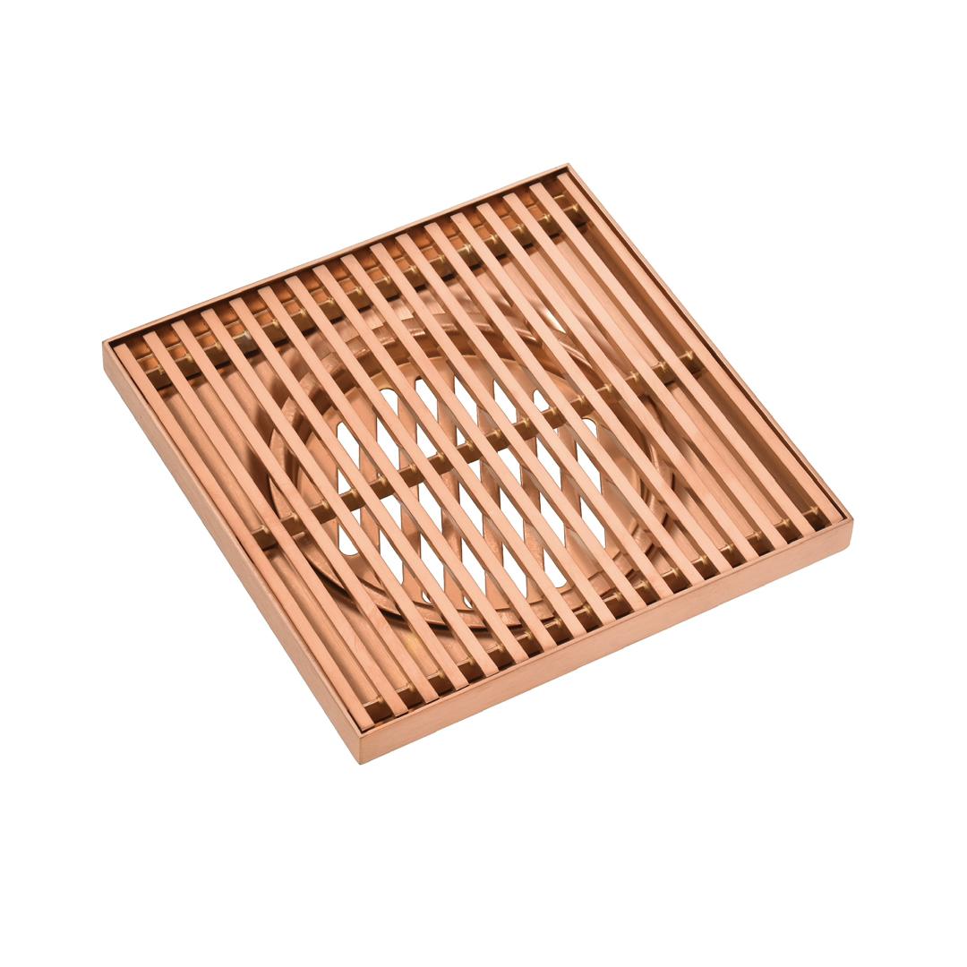 Somer D666 115mm Rose Gold Grills Floor Drain – Square | 80mm Outlet | Brushed Gold / Black / Gunmetal / Silver / Rose Gold