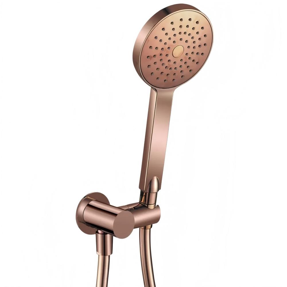 HELLYCAR CHRIS Round Hand Shower on Bracket | Matte Black, Chrome, Rose Gold