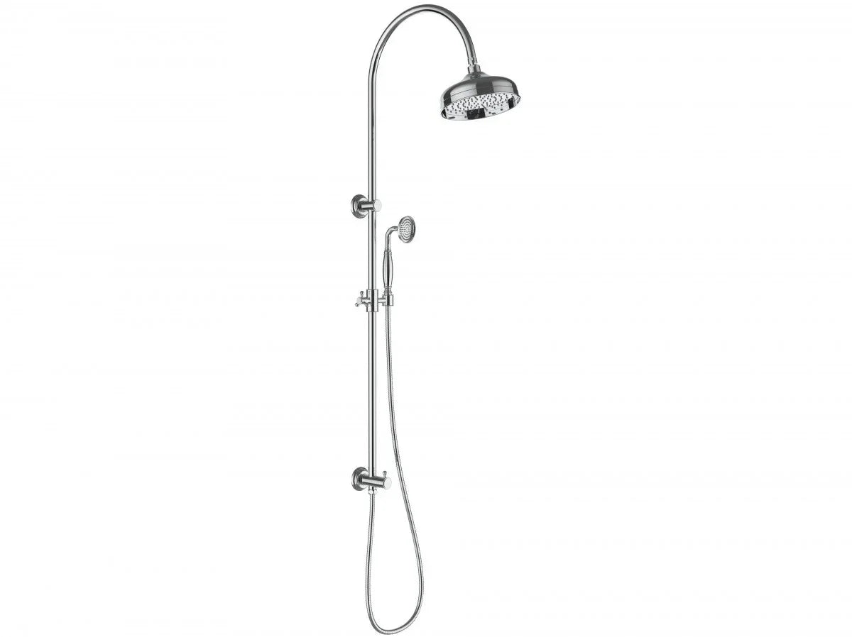 Modern chrome dual shower head set with overhead rain shower and hand shower by Secasa Home