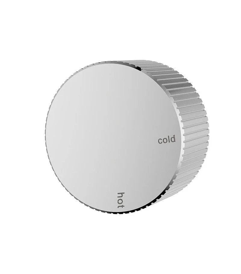 Modern chrome bathroom tapware control knob with hot and cold labels, Secasa Home