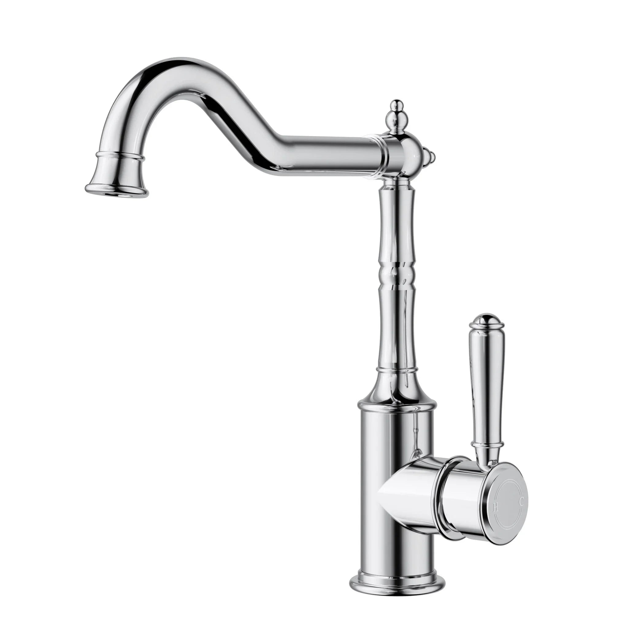 Polished chrome kitchen mixer tap with vintage design, Secasa Home modern tapware.