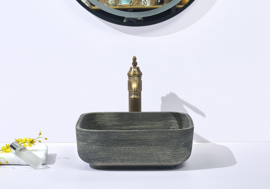 Infinity Grey Porcelain Square Above Counter Art Basin 390*390*140mm