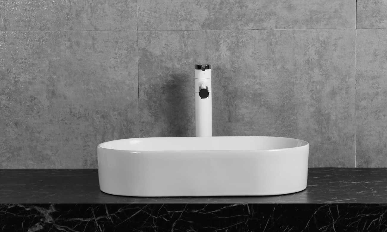 Infinity Oval Gloss White Ceramic Above Counter Basin 530*300*115mm