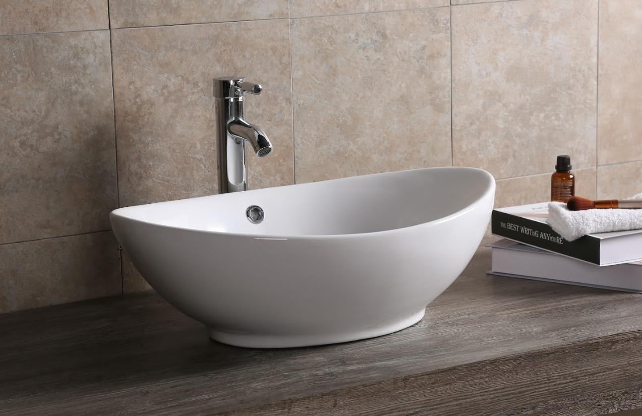 Infinity Oval Gloss White Ceramic Above Counter Basin 590*385*195mm