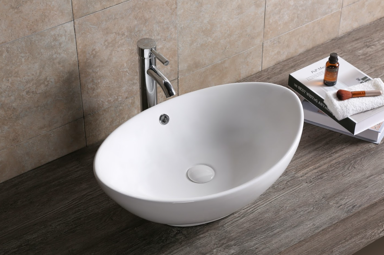 Infinity Oval Gloss White Ceramic Above Counter Basin 590*385*195mm