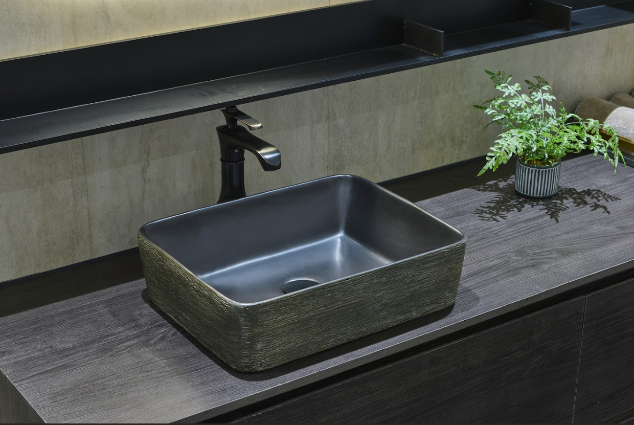Infinity Dark Green Porcelain Rectangle Above Counter Art Basin 470*365*130mm