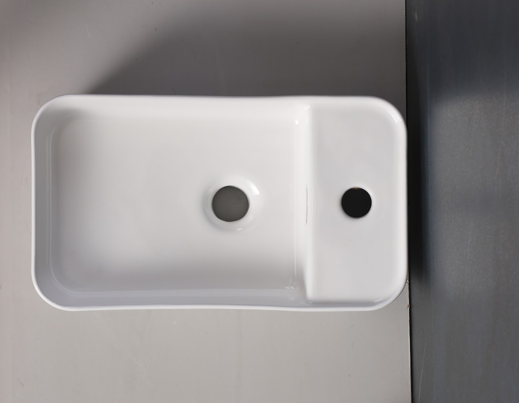 Infinity Rectangle Gloss White Ceramic Above Counter Basin 360*195*120mm