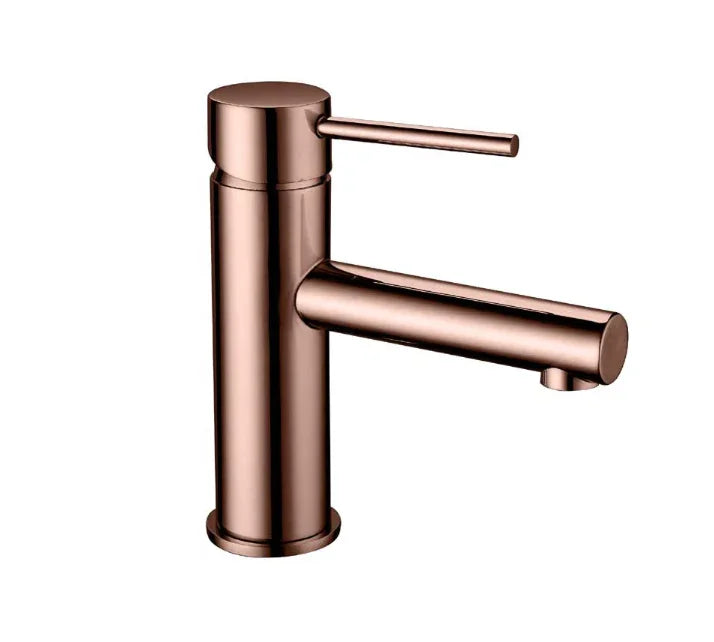 Modern rose gold bathroom basin mixer tap with sleek cylindrical design, Secasa Home style