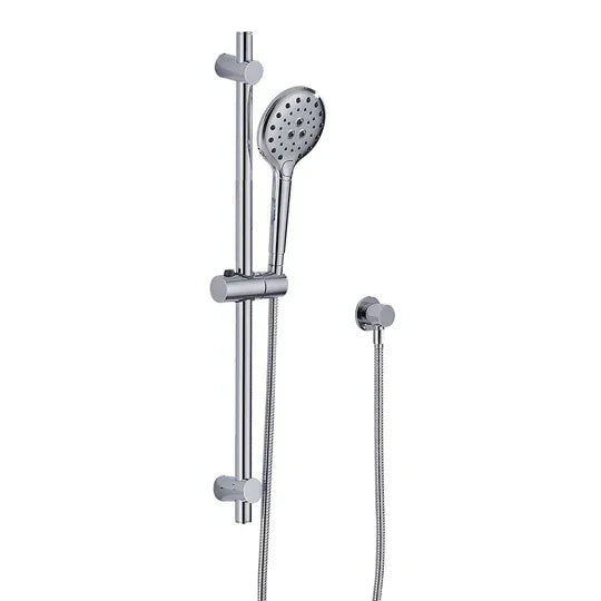 Modern chrome adjustable shower set with handheld shower head and rail, Secasa Home bathroom accessory
