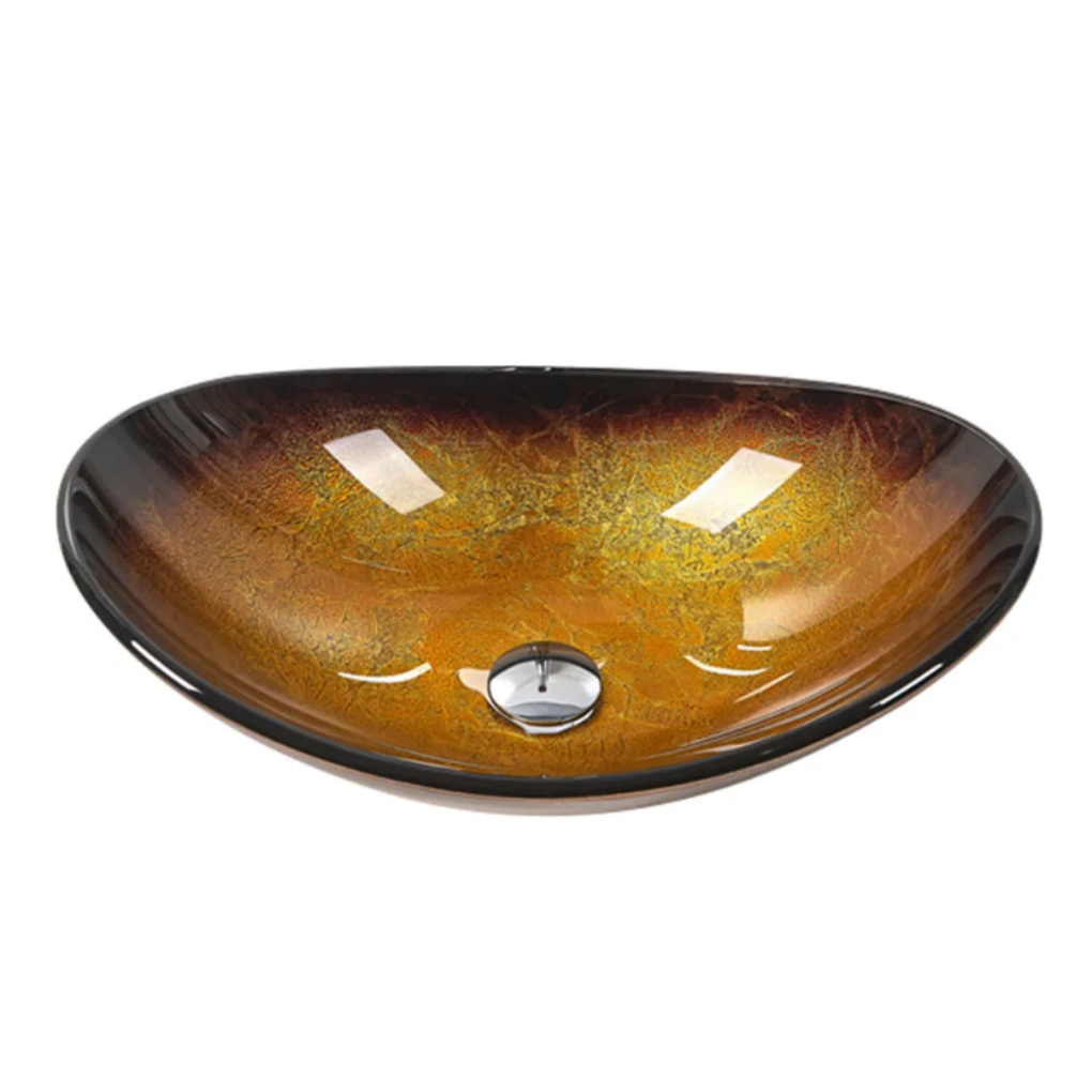 Infinity Tempered Glass Leaf Specical Shape Above Counter Art Basin 545*370*155mm